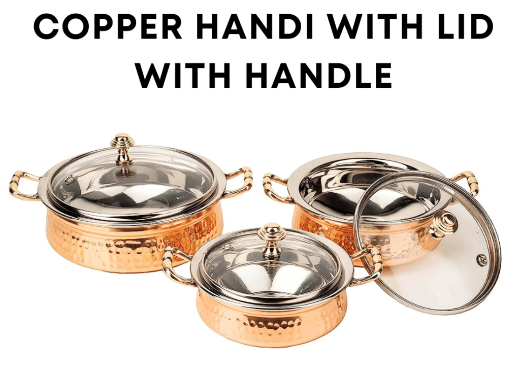 copper handi set with handle.
